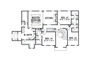 Floor Plan - Upper Floor for European House Plan #67-615 - 4 bed, 3.5 bath