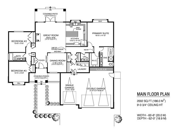 House Design - Floor Plan - Main Floor for Craftsman House Plan #1100-151 - 3 bed, 2.5 bath