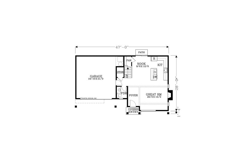 House Design - Floor Plan - Main Floor for Contemporary House Plan #53-728 - 3 bed, 2.5 bath
