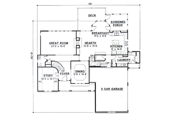 Floor Plan - Main Floor for European House Plan #67-612 - 4 bed, 3.5 bath