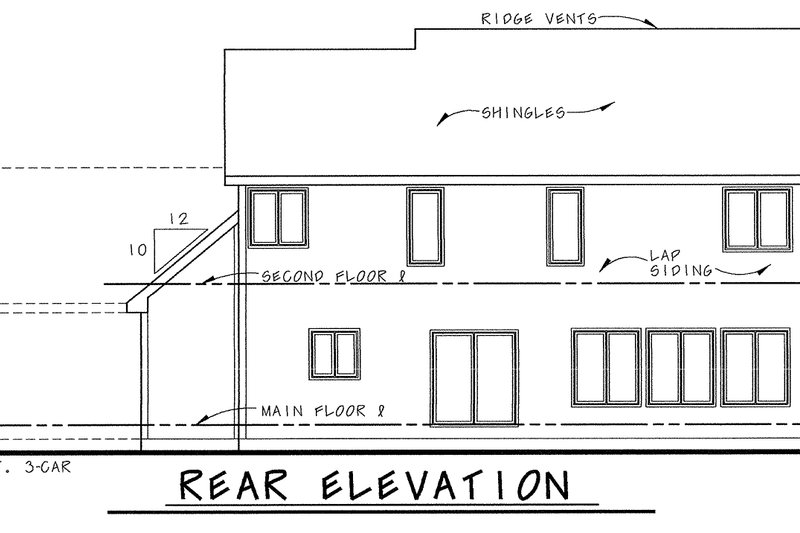 Home Plan - Exterior - Rear Elevation for Traditional House Plan #20-2090 - 4 bed, 2.5 bath