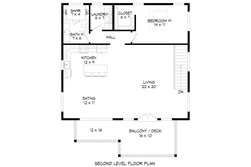Dream House Plan - Floor Plan - Upper Floor for Southern House Plan #932-581 - 1 bed, 1.5 bath