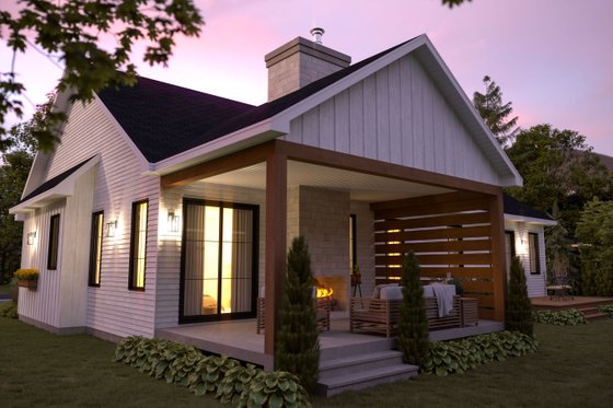 Exterior - Rear Elevation 1 for Farmhouse House Plan #23-2396 - 4 bed, 2 bath