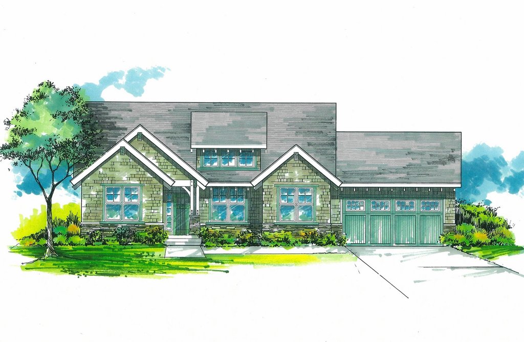 Exterior - Front Elevation 2 for Craftsman House Plan #53-475 - 3 bed, 2 bath