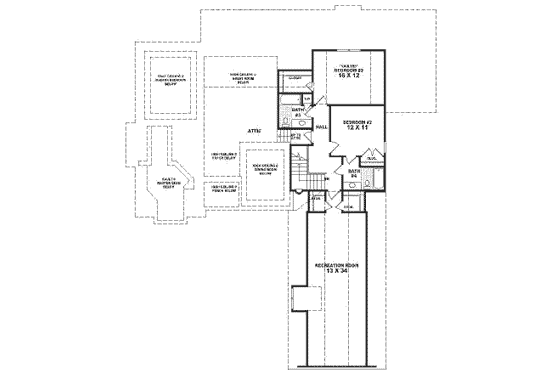 Floor Plan - Upper Floor for European House Plan #81-366 - 3 bed, 3 bath