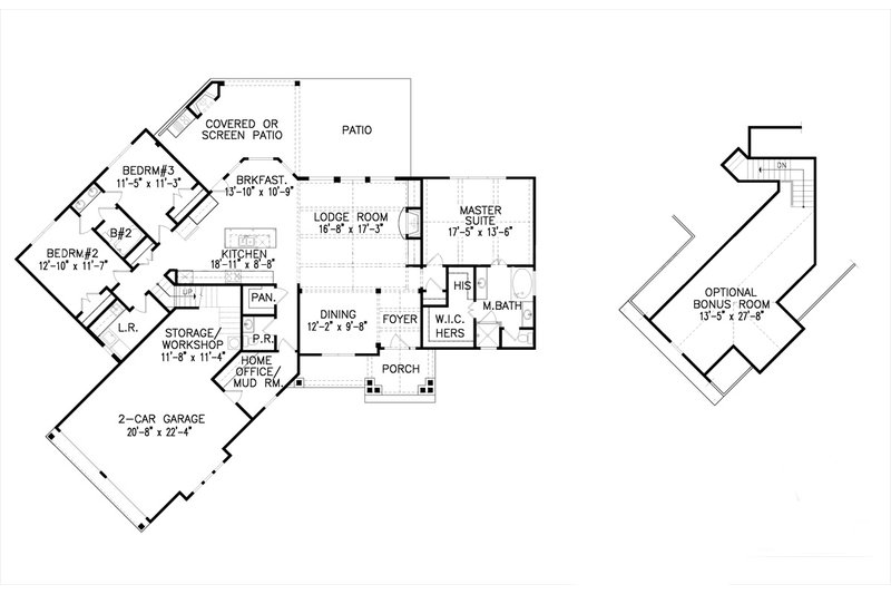 Home Plan - Floor Plan - Main Floor for Ranch House Plan #54-549 - 3 bed, 2.5 bath