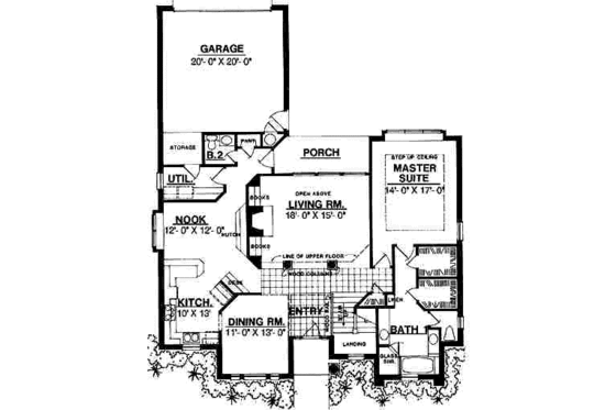 Floor Plan - Main Floor for Traditional House Plan #40-106 - 4 bed, 2.5 bath