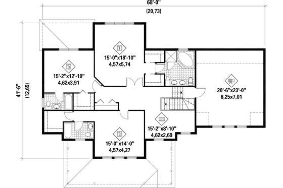 Floor Plan - Upper Floor for Country House Plan #25-4666 - 3 bed, 3 bath