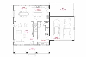 Floor Plan - Main Floor for Craftsman House Plan #1079-2 - 4 bed, 3.5 bath