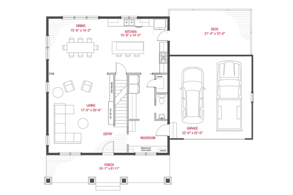 Craftsman Floor Plan - Main Floor Plan #1079-2