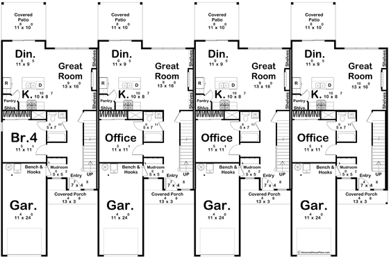 Floor Plan - Main Floor for Farmhouse House Plan #455-781 - 3 bed, 3 bath