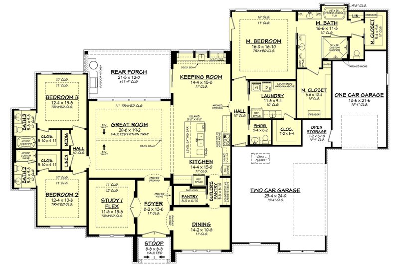 House Blueprint - Floor Plan - Main Floor for Farmhouse House Plan #430-266 - 3 bed, 3.5 bath