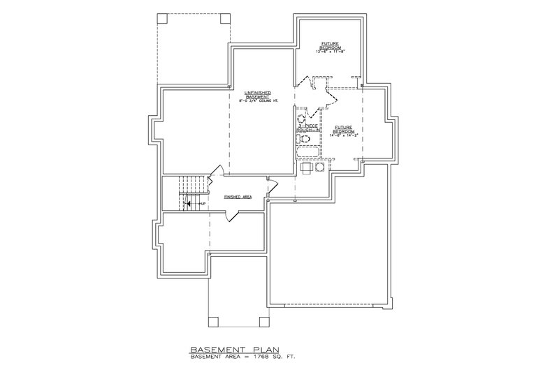 House Plan Design - Floor Plan - Lower Floor for Prairie House Plan #1100-53 - 4 bed, 3.5 bath