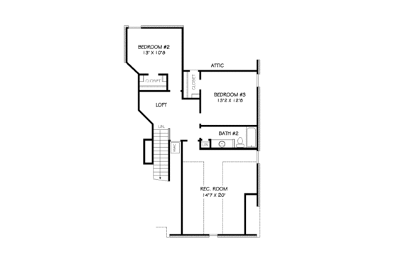 Floor Plan - Upper Floor for Traditional House Plan #424-305 - 3 bed, 2.5 bath