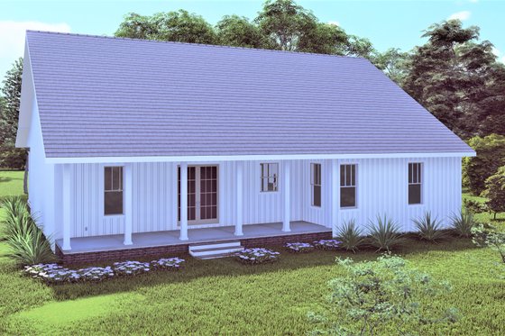 Exterior - Rear Elevation for Farmhouse House Plan #44-250 - 3 bed, 2 bath