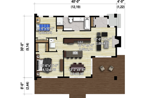 Floor Plan - Main Floor for Cottage House Plan #25-4935 - 2 bed, 1 bath