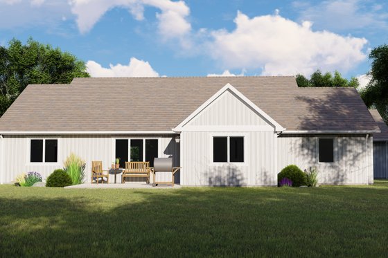 Exterior - Rear Elevation for Ranch House Plan #1064-88 - 3 bed, 2 bath