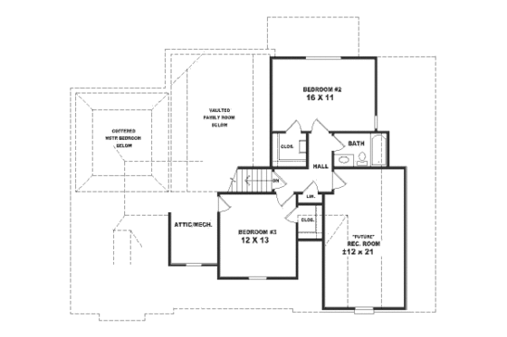 Floor Plan - Upper Floor for Traditional House Plan #81-230 - 3 bed, 2.5 bath