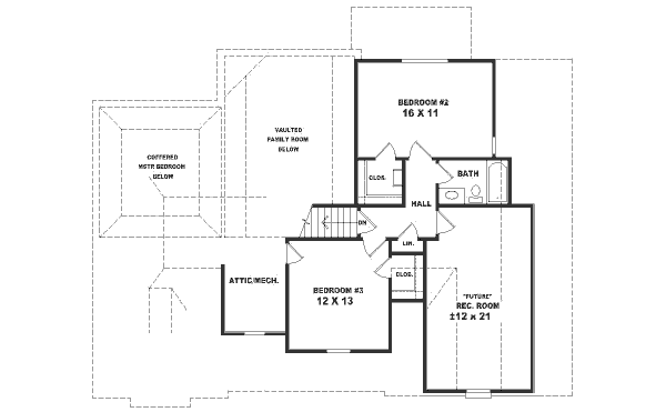 Traditional Floor Plan - Upper Floor Plan #81-230