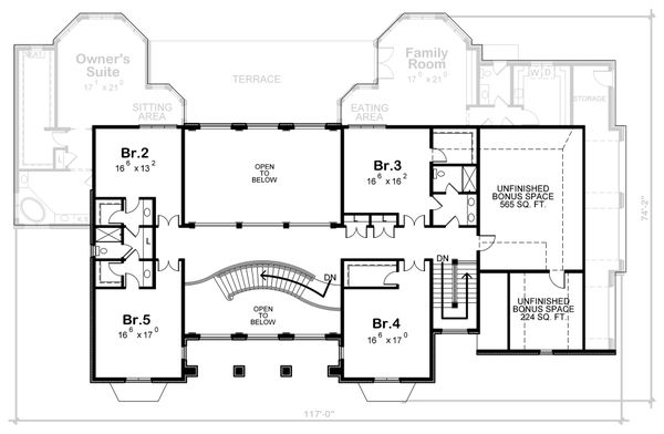 House Blueprint - European Floor Plan - Upper Floor Plan #20-2378