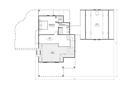 Floor Plan - Upper Floor for Craftsman House Plan #1094-15 - 2 bed, 2.5 bath