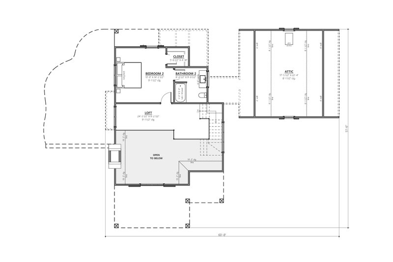 House Blueprint - Floor Plan - Upper Floor for Craftsman House Plan #1094-15 - 2 bed, 2.5 bath