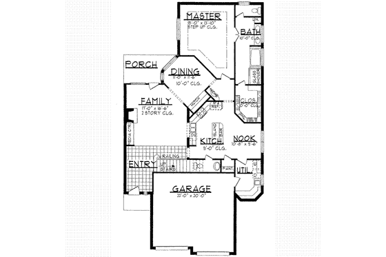 Floor Plan - Main Floor for European House Plan #62-137 - 3 bed, 2.5 bath