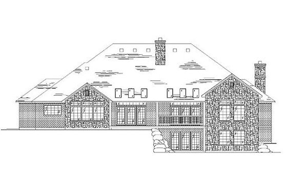 Exterior - Rear Elevation for European House Plan #5-326 - 4 bed, 3.5 bath
