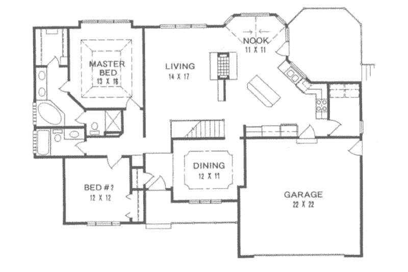 House Plan Design - Floor Plan - Main Floor for Traditional House Plan #58-144 - 2 bed, 2 bath