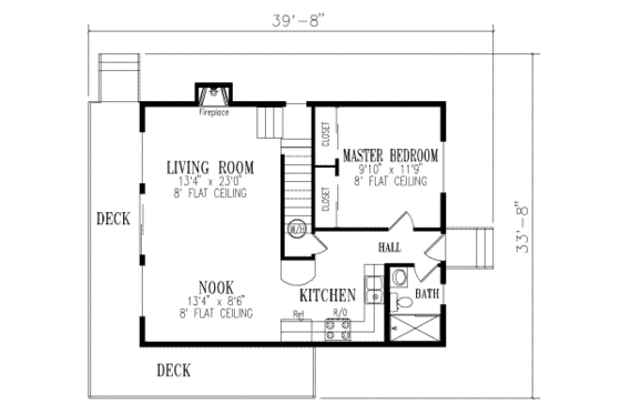 Floor Plan - Main Floor for Traditional House Plan #1-126 - 1 bed, 1 bath