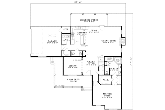 Floor Plan - Main Floor for Country House Plan #17-413 - 4 bed, 2.5 bath