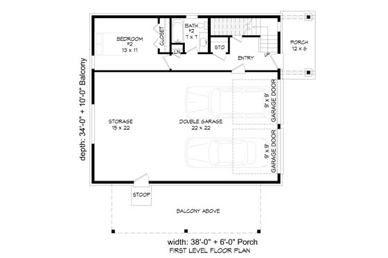Floor Plan - Lower Floor for Contemporary House Plan #932-365 - 2 bed, 2 bath