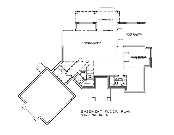 Architectural House Design - Floor Plan - Lower Floor for Ranch House Plan #1100-140 - 2 bed, 2 bath