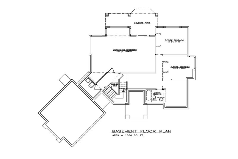 Architectural House Design - Floor Plan - Lower Floor for Ranch House Plan #1100-140 - 2 bed, 2 bath