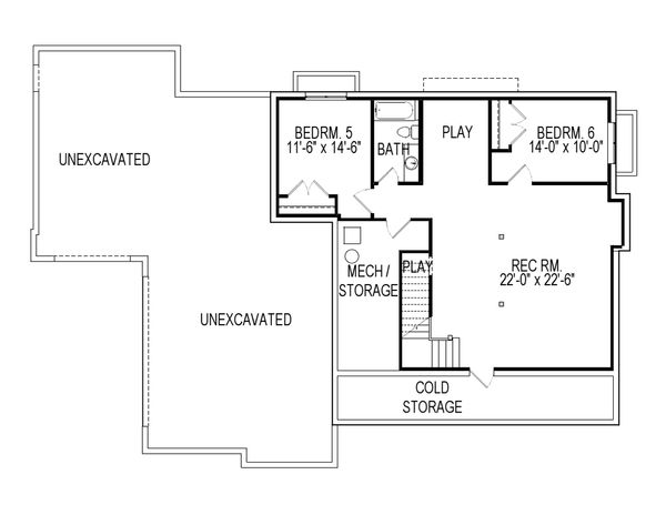 Architectural House Design - Traditional Floor Plan - Lower Floor Plan #920-80