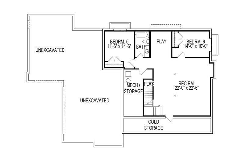 Home Plan - Floor Plan - Lower Floor for Traditional House Plan #920-80 - 6 bed, 4 bath