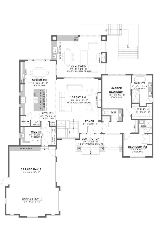 House Plan Design - Craftsman Floor Plan - Main Floor Plan #1086-7