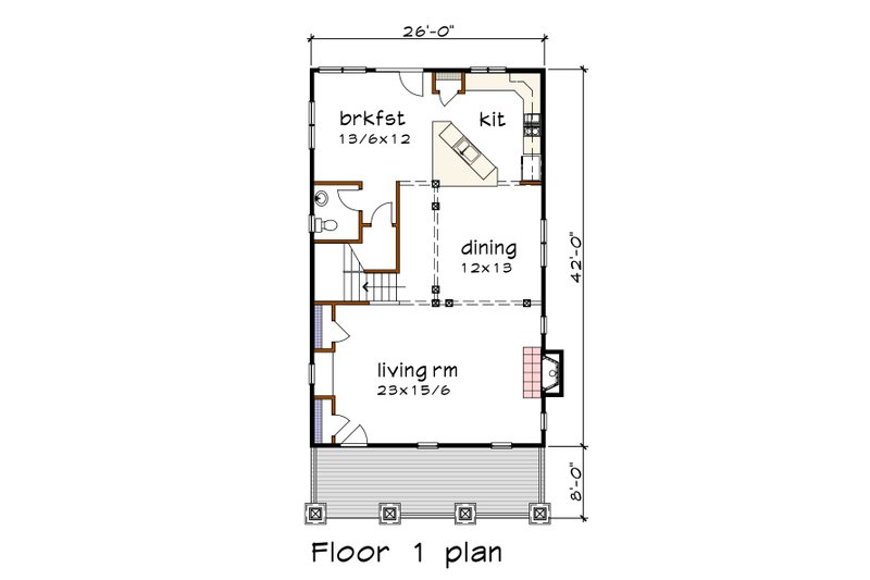 Architectural House Design - Floor Plan - Main Floor for Craftsman House Plan #79-357 - 3 bed, 2.5 bath