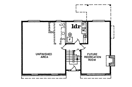 Floor Plan - Lower Floor for Traditional House Plan #47-200 - 3 bed, 2 bath