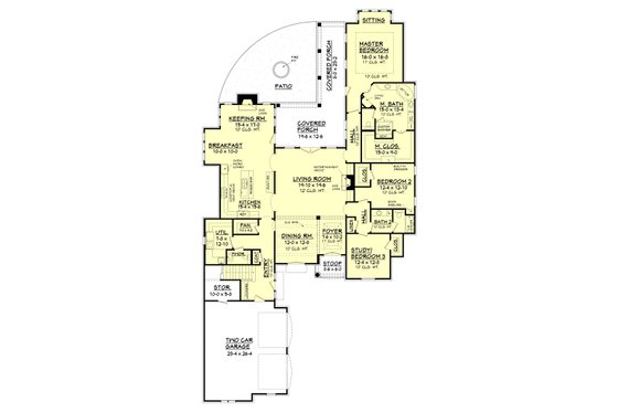 Floor Plan - Main Floor for European House Plan #430-109 - 5 bed, 3.5 bath