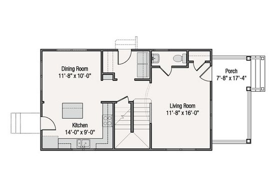 Floor Plan - Main Floor for Craftsman House Plan #461-38 - 3 bed, 2.5 bath