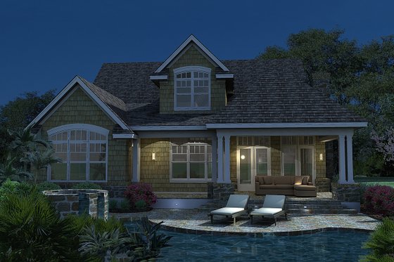 Exterior - Rear Elevation 1 for Traditional House Plan #120-166 - 3 bed, 2.5 bath