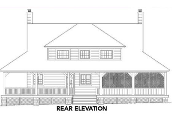 Exterior - Rear Elevation for Southern House Plan #81-494 - 3 bed, 2.5 bath