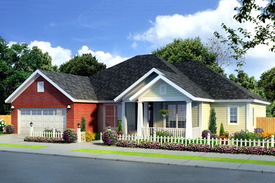 Exterior - Front Elevation 3 for Country House Plan #513-16 - 4 bed, 3 bath
