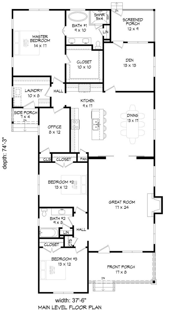 Country Floor Plan - Main Floor Plan #932-120