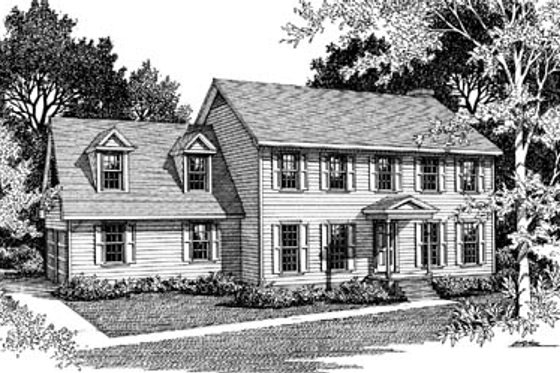 Exterior - Front Elevation for Colonial House Plan #10-242 - 3 bed, 2.5 bath