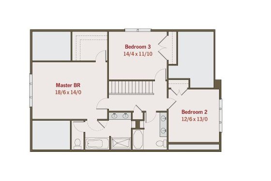 Floor Plan - Upper Floor for Craftsman House Plan #461-25 - 3 bed, 2.5 bath