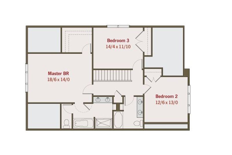 Architectural House Design - Floor Plan - Upper Floor for Craftsman House Plan #461-25 - 3 bed, 2.5 bath