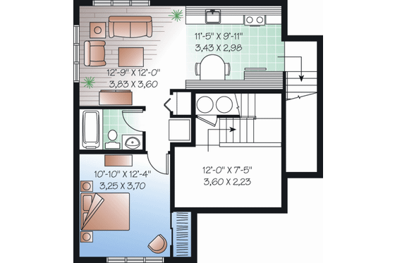 Floor Plan - Lower Floor for Country House Plan #23-2184 - 4 bed, 2.5 bath