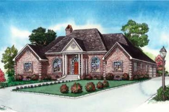Exterior - Front Elevation for European House Plan #16-294 - 4 bed, 2.5 bath